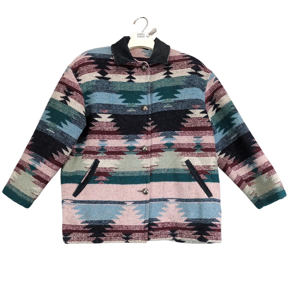 Vintage Best‎ American Clothing Co Aztec Wool Blend Coat Womens L USA Southwest
